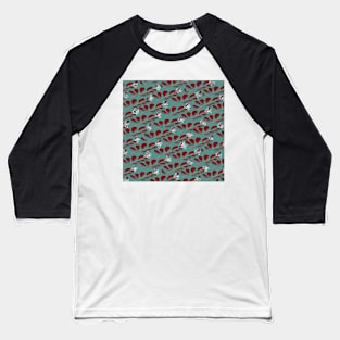 Red Leafs White flowers Baseball T-Shirt